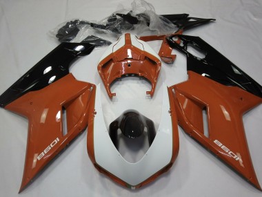 07-14 Arancione Lucido & Bianco Ducati 848 1098 1198 Carena