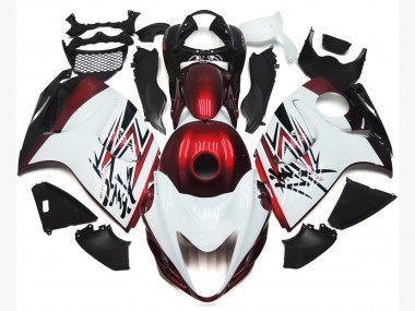 08-20 Bianco Lucido Con Rosso Intenso Personalizzato GSXR 1300 Carena